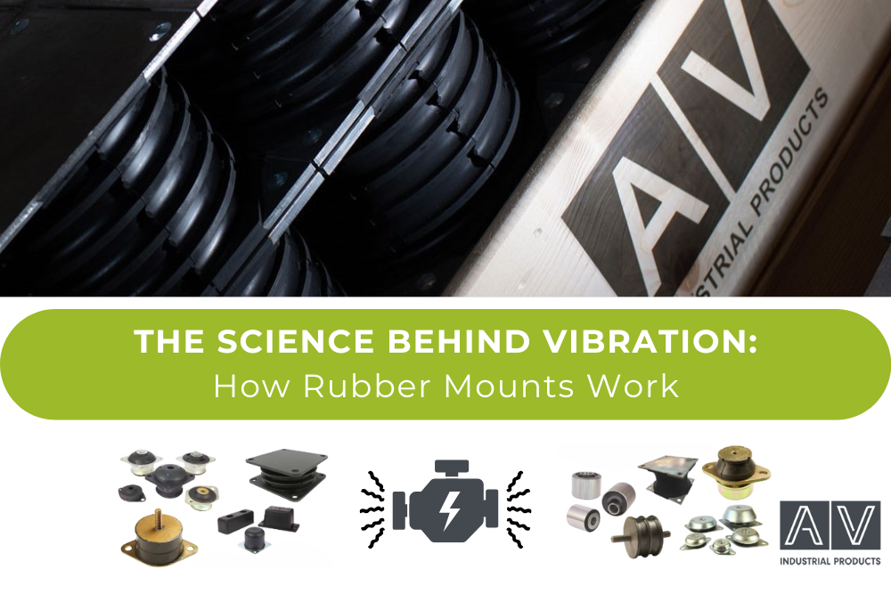 Blog heading graphic showing various rubber mounts alongside the title -  The Science Behind Vibration: How Rubber Mounts Work